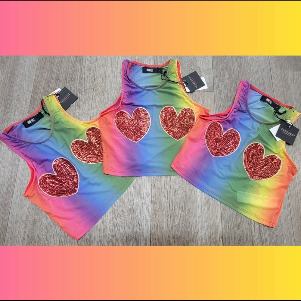 🌈 Iron Fist Somewhere Over The Rainbow 🌈 Cropped Tank Medium - Picture 2 of 9